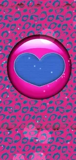 Vibrant pink and blue heart pattern wallpaper for mobile.