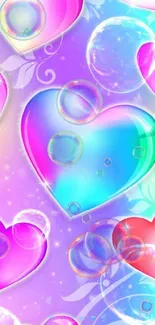 Vibrant heart-themed mobile wallpaper with colorful hues.