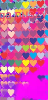 Colorful heart pattern wallpaper with vibrant gradient background.