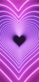 Neon purple heart pattern wallpaper with vibrant glowing lines.