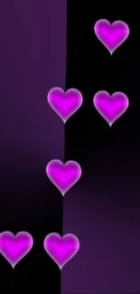 Purple heart pattern on dark mobile wallpaper.