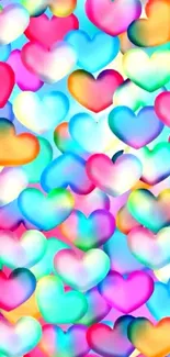 Colorful heart pattern wallpaper with vibrant blue tones.