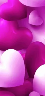 Pink and purple heart pattern wallpaper for mobile devices.