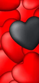 Red and black heart wallpaper for mobile devices.