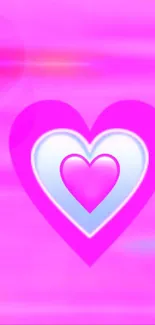 Vibrant heart-themed wallpaper with pink, purple, and blue hues.