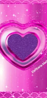 Pink and purple heart wallpaper with vibrant design.