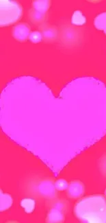 Heart-shaped pink wallpaper with vibrant colors.