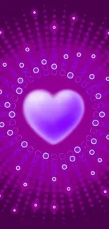 Vibrant purple heart wallpaper with dynamic pattern.