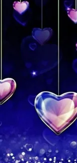 Vibrant purple heart string wallpaper with glowing effects.