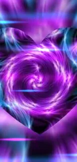 Vibrant heart swirl with purple and blue in abstract design.