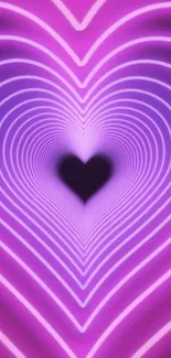 Purple heart tunnel design, vibrant and striking mobile wallpaper.