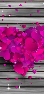 Bright pink hearts on a gray background.