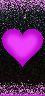 Purple heart on black glitter background wallpaper