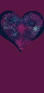 Cosmic-themed heart on a purple background wallpaper.