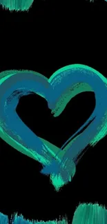 Colorful heart design on black background wallpaper.