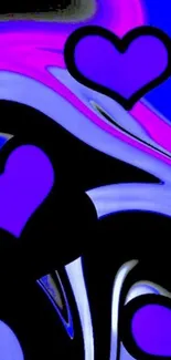 Abstract purple heart wallpaper with vibrant waves.