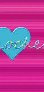 Pink background vibrant wallpaper with blue heart and 'Locked' text.