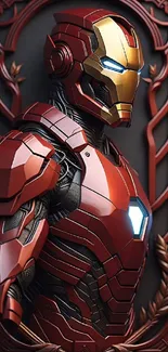 Red and gold superhero armor wallpaper for mobile.