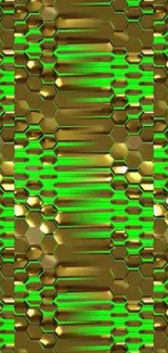 Green and gold hexagon pattern wallpaper