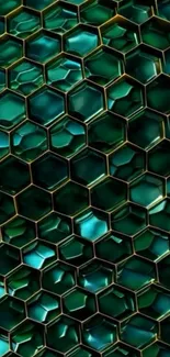 Green hexagonal pattern wallpaper for mobile devices.