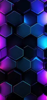 Neon hexagonal pattern wallpaper with vibrant colors.