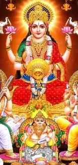 Hindu deities with vibrant colors and symbols.