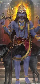 Hindu deity artwork with vibrant colors and spiritual symbolism.