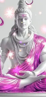 Vibrant pink Hindu deity mobile wallpaper with spiritual essence.