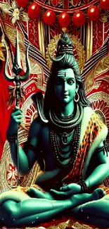 Hindu deity with intricate patterns and vibrant colors.