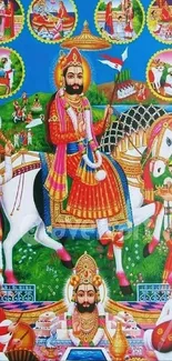 Colorful royal heritage artwork featuring traditional attire and vibrant design.