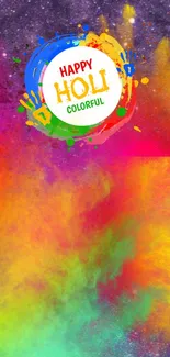 Colorful Holi festival mobile wallpaper with vibrant hues and design.