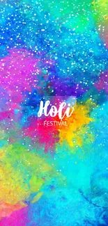 Vibrant Holi festival wallpaper with colorful splashes.