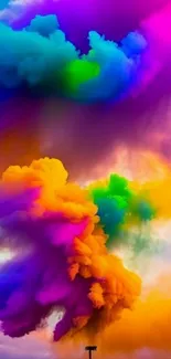 Vibrant Holi festival wallpaper with colorful, rainbow-themed animal designs.