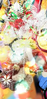 Colorful abstract holiday teddy wallpaper.