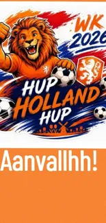 Vibrant Holland football wallpaper with lion mascot