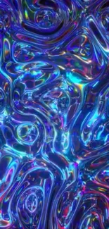 Vibrant holographic abstract wallpaper with swirling neon colors.