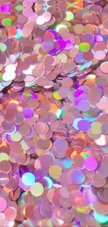 Vibrant holographic circles with pink and purple hues.