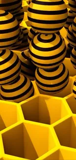 3D honeycomb design with bold stripes.