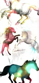 Colorful artistic horse sketch wallpaper.