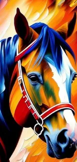 Colorful abstract horse art with vibrant colors.