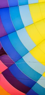 Vibrant hot air balloon with colorful panels.