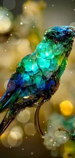 Colorful hummingbird crystal art sculpture.