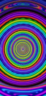 Psychedelic wallpaper with vibrant, colorful concentric circles.