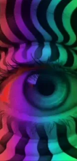 Colorful striped eye design wallpaper for phones.