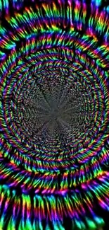 Hypnotic spiral wallpaper with vibrant neon colors.