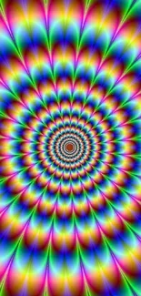 Vibrant spiral pattern with rainbow colors creating an optical illusion.