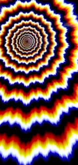 Vibrant hypnotic spiral pattern with bold colors.
