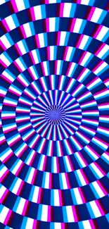 Colorful hypnotic spiral mobile wallpaper in blue and purple tones.