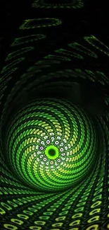 Hypnotic green swirl pattern mobile wallpaper.