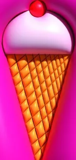 Vibrant pink and orange ice cream cone wallpaper design.